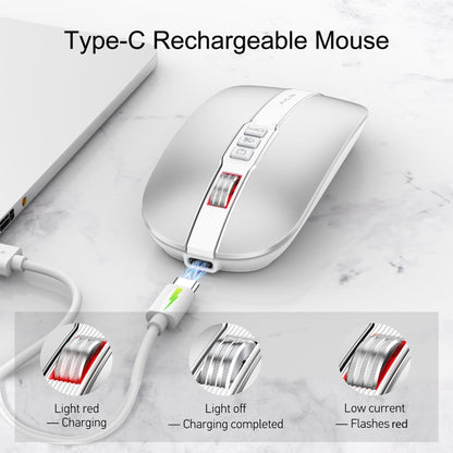 HXSJ M113 2400DPI Dual Mode 2.4GHz + Bluetooth 5.1 Wireless Mouse(Space Silver) - Wireless Mice by HXSJ | Online Shopping UK | buy2fix
