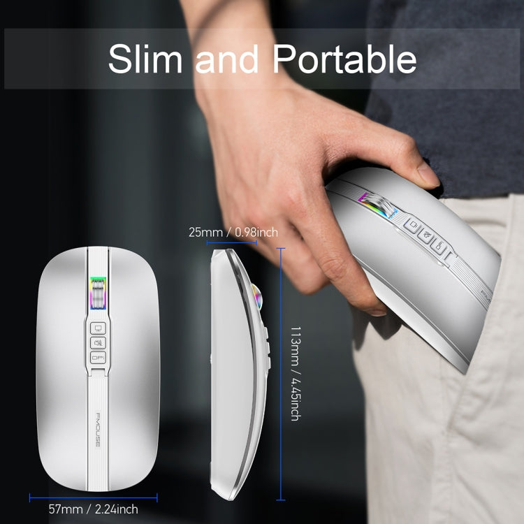HXSJ M113 2400DPI Dual Mode 2.4GHz + Bluetooth 5.1 Wireless Mouse(Space Silver) - Wireless Mice by HXSJ | Online Shopping UK | buy2fix