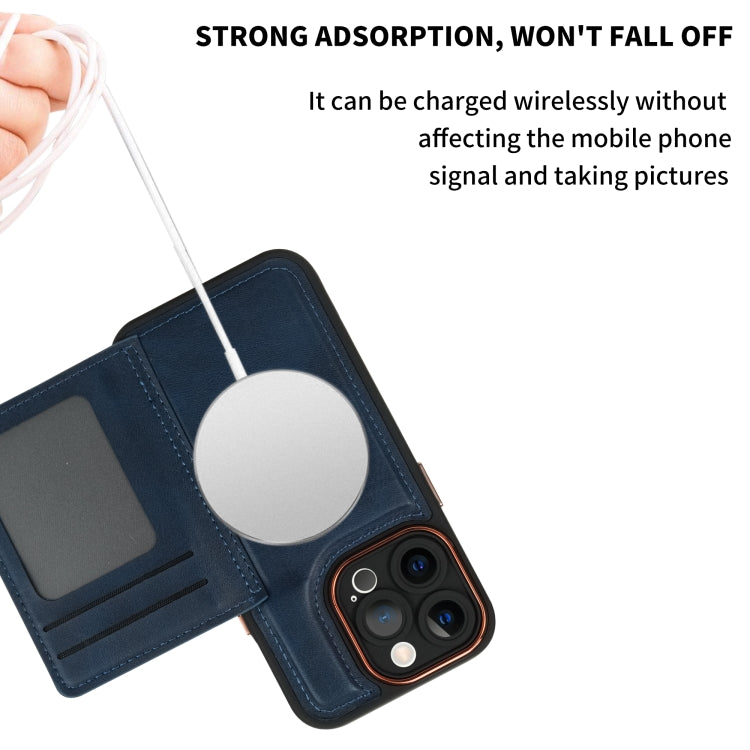 For iPhone 11 Multifunctional Magsafe Magnetic Card Bag Phone Case(Blue) by buy2fix