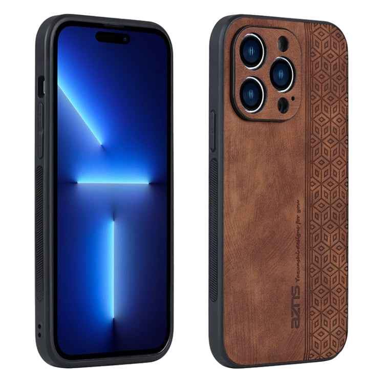 For iPhone 15 Pro AZNS 3D Embossed Skin Feel Phone Case(Brown) - iPhone 15 Pro Cases by AZNS | Online Shopping UK | buy2fix