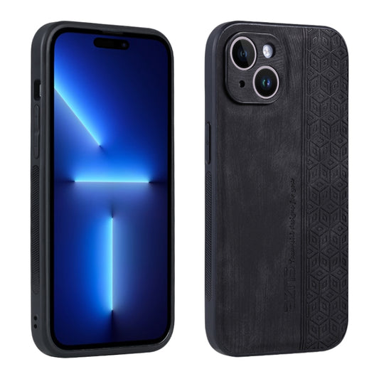 For iPhone 15 AZNS 3D Embossed Skin Feel Phone Case(Black) - iPhone 15 Cases by AZNS | Online Shopping UK | buy2fix