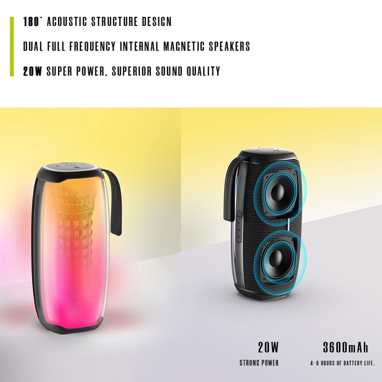 HOPESTAR P50 IPX6 Waterproof Outdoor Portable RGB Light Bluetooth Speaker(Black) - Waterproof Speaker by HOPESTAR | Online Shopping UK | buy2fix
