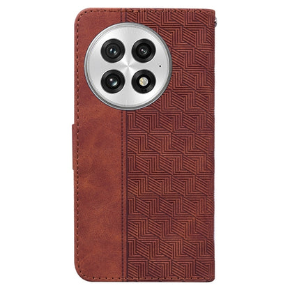 For OnePlus 13 Geometric Embossed Leather Phone Case(Brown) - OnePlus Cases by buy2fix | Online Shopping UK | buy2fix