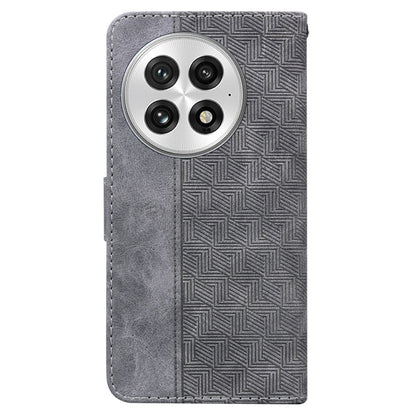 For OnePlus 13 Geometric Embossed Leather Phone Case(Grey) - OnePlus Cases by buy2fix | Online Shopping UK | buy2fix