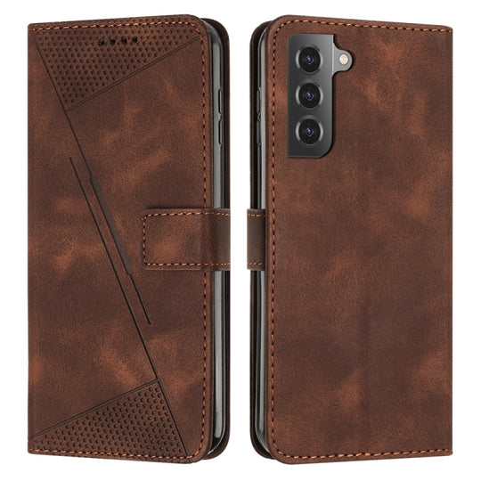 For Samsung Galaxy S21 5G Dream Triangle Leather Phone Case with Long Lanyard(Brown)