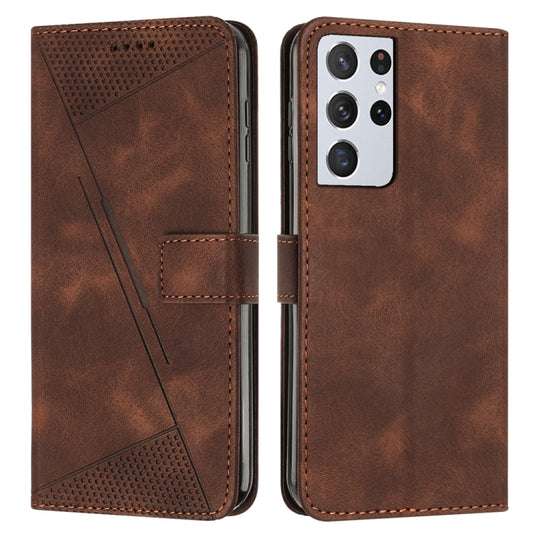For Samsung Galaxy S21 Ultra 5G Dream Triangle Leather Phone Case with Long Lanyard(Brown)