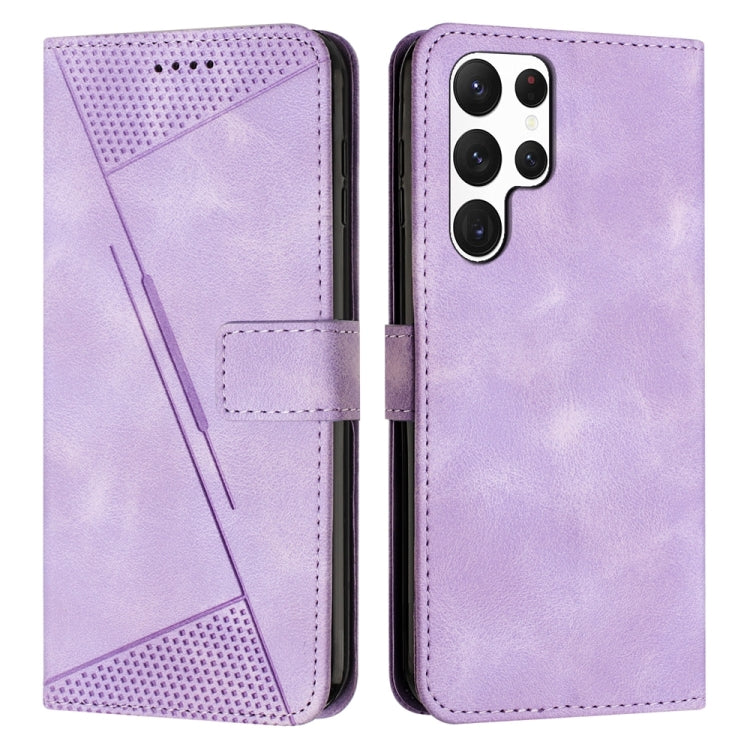 For Samsung Galaxy S22 Ultra 5G Dream Triangle Leather Phone Case with Long Lanyard(Purple) by buy2fix