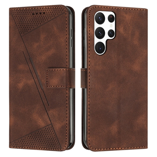 For Samsung Galaxy S23 Ultra 5G Dream Triangle Leather Phone Case with Long Lanyard(Brown)