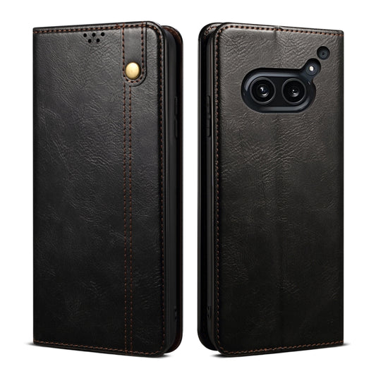 For Nothing Phone 2A Oil Wax Crazy Horse Texture Leather Phone Case(Black) - Nothing Cases by buy2fix | Online Shopping UK | buy2fix