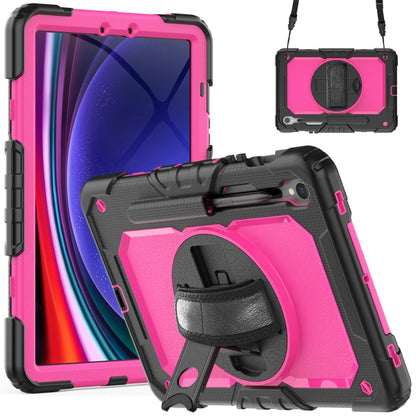 For Samsung Galaxy Tab S8 / S7 Silicone Hybrid PC Tablet Protective Case(Black+Rose Red) - Galaxy Tab S8 Cases by buy2fix | Online Shopping UK | buy2fix
