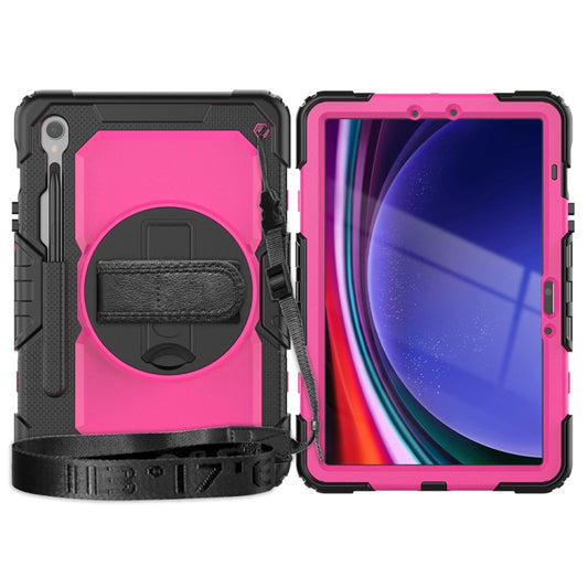 For Samsung Galaxy Tab S8 / S7 Silicone Hybrid PC Tablet Protective Case(Black+Rose Red) - Galaxy Tab S8 Cases by buy2fix | Online Shopping UK | buy2fix