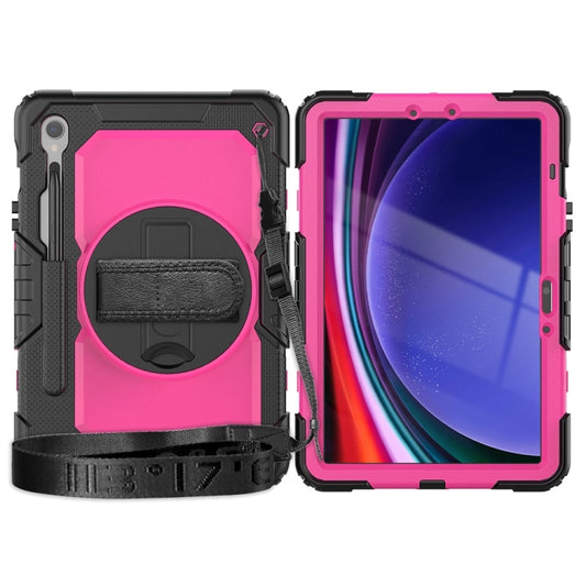 For Samsung Galaxy Tab S9 / S9 FE Silicone Hybrid PC Tablet Protective Case(Black+Rose Red) - Galaxy Tab S9 Cases by buy2fix | Online Shopping UK | buy2fix