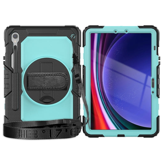 For Samsung Galaxy Tab S9 / S9 FE Silicone Hybrid PC Tablet Protective Case(Black+Light Blue) - Galaxy Tab S9 Cases by buy2fix | Online Shopping UK | buy2fix