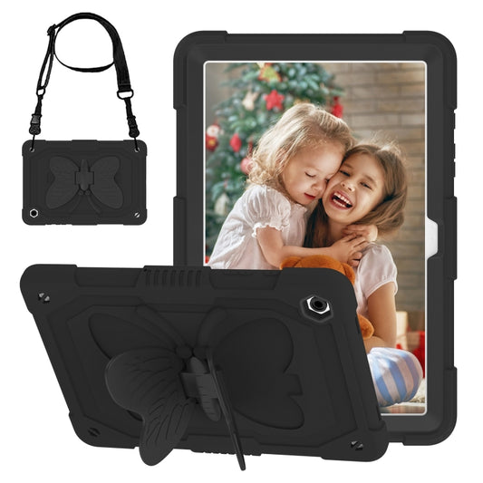 For Samsung Galaxy Tab A9+ Butterfly Kickstand Heavy Duty Hard Rugged Tablet Case(Black) - Galaxy Tab A9+ by buy2fix | Online Shopping UK | buy2fix