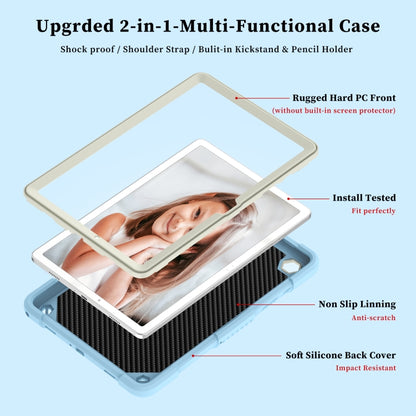 For Samsung Galaxy Tab A9+ Butterfly Kickstand Heavy Duty Hard Rugged Tablet Case(Beige+Ice Blue) - Galaxy Tab A9+ by buy2fix | Online Shopping UK | buy2fix