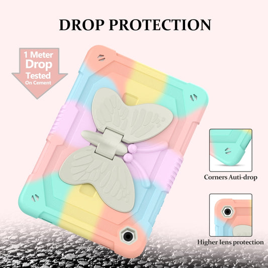 For Samsung Galaxy Tab A9+ Butterfly Kickstand Heavy Duty Hard Rugged Tablet Case(Colorful Rose Gold) - Galaxy Tab A9+ by buy2fix | Online Shopping UK | buy2fix