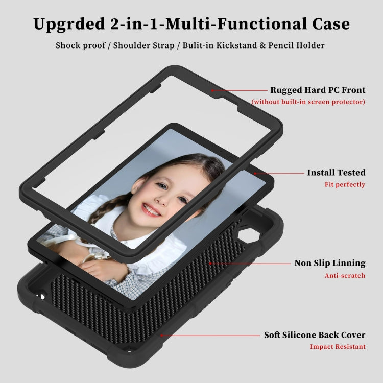 For Samsung Galaxy Tab A9 Butterfly Kickstand Heavy Duty Hard Rugged Tablet Case(Black) - Galaxy Tab A9 by buy2fix | Online Shopping UK | buy2fix