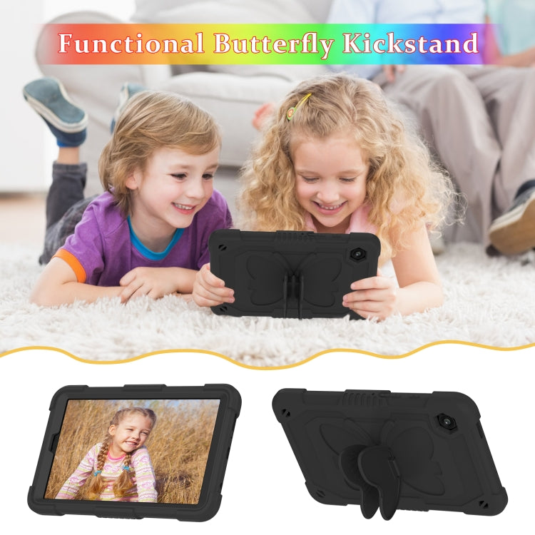 For Samsung Galaxy Tab A9 Butterfly Kickstand Heavy Duty Hard Rugged Tablet Case(Black) - Galaxy Tab A9 by buy2fix | Online Shopping UK | buy2fix