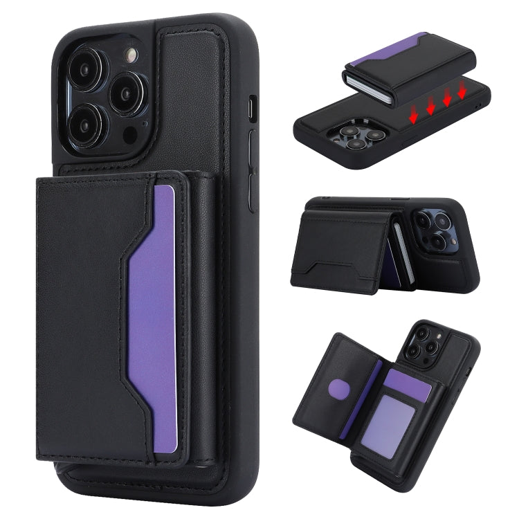 For iPhone 15 Pro RFID Anti-theft Detachable Card Bag Leather Phone Case(Black) - iPhone 15 Pro Cases by buy2fix | Online Shopping UK | buy2fix