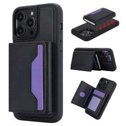For iPhone 15 Pro RFID Anti-theft Detachable Card Bag Leather Phone Case(Black) - iPhone 15 Pro Cases by buy2fix | Online Shopping UK | buy2fix