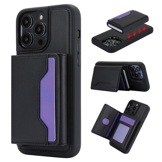 For iPhone 15 Pro RFID Anti-theft Detachable Card Bag Leather Phone Case(Black) - iPhone 15 Pro Cases by buy2fix | Online Shopping UK | buy2fix