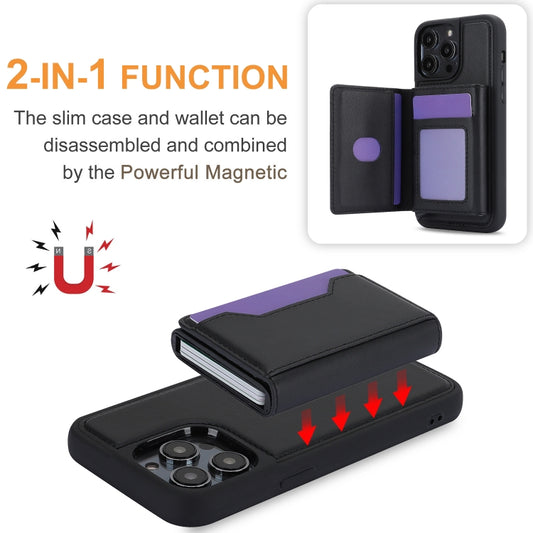 For iPhone 15 Pro RFID Anti-theft Detachable Card Bag Leather Phone Case(Black) - iPhone 15 Pro Cases by buy2fix | Online Shopping UK | buy2fix