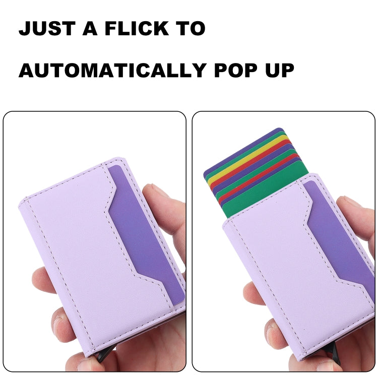 For iPhone 15 Pro RFID Anti-theft Detachable Card Bag Leather Phone Case(Purple) - iPhone 15 Pro Cases by buy2fix | Online Shopping UK | buy2fix