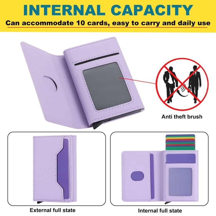 For iPhone 15 Pro RFID Anti-theft Detachable Card Bag Leather Phone Case(Purple) - iPhone 15 Pro Cases by buy2fix | Online Shopping UK | buy2fix