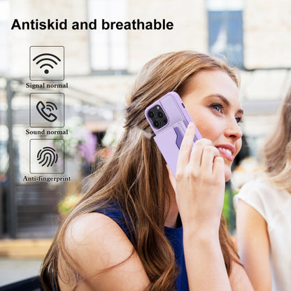 For iPhone 15 Pro RFID Anti-theft Detachable Card Bag Leather Phone Case(Purple) - iPhone 15 Pro Cases by buy2fix | Online Shopping UK | buy2fix