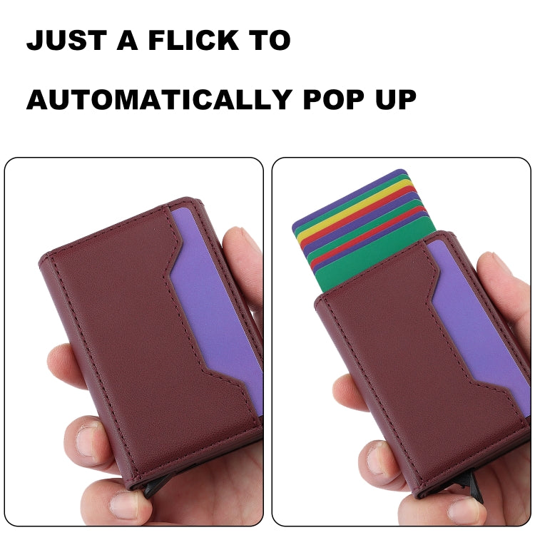 For iPhone 15 Pro RFID Anti-theft Detachable Card Bag Leather Phone Case(Wine Red) - iPhone 15 Pro Cases by buy2fix | Online Shopping UK | buy2fix