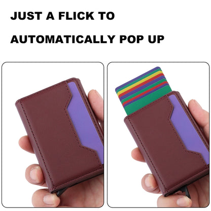 For iPhone 15 Pro RFID Anti-theft Detachable Card Bag Leather Phone Case(Wine Red) - iPhone 15 Pro Cases by buy2fix | Online Shopping UK | buy2fix