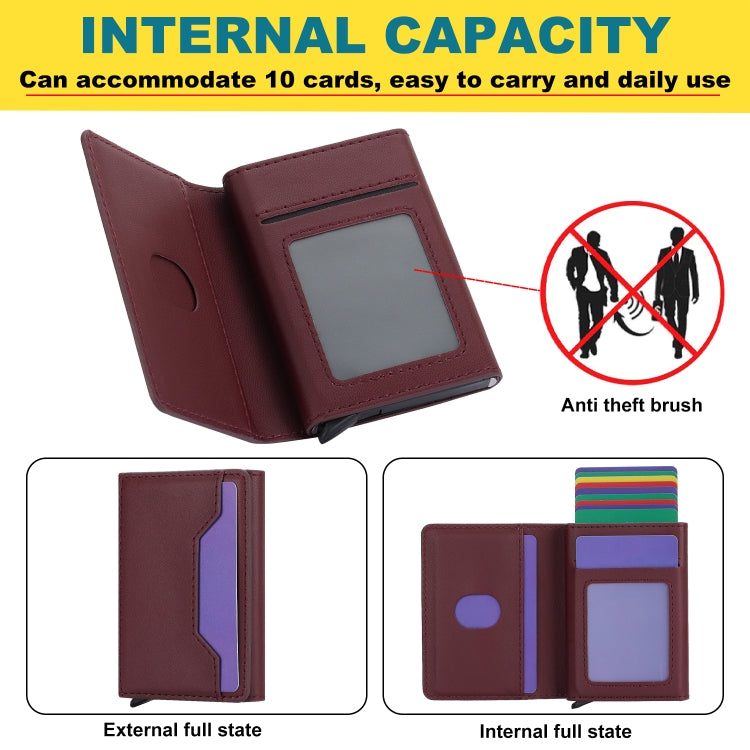 For iPhone 15 Pro RFID Anti-theft Detachable Card Bag Leather Phone Case(Wine Red) - iPhone 15 Pro Cases by buy2fix | Online Shopping UK | buy2fix