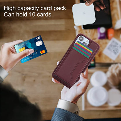 For iPhone 15 Pro RFID Anti-theft Detachable Card Bag Leather Phone Case(Wine Red) - iPhone 15 Pro Cases by buy2fix | Online Shopping UK | buy2fix