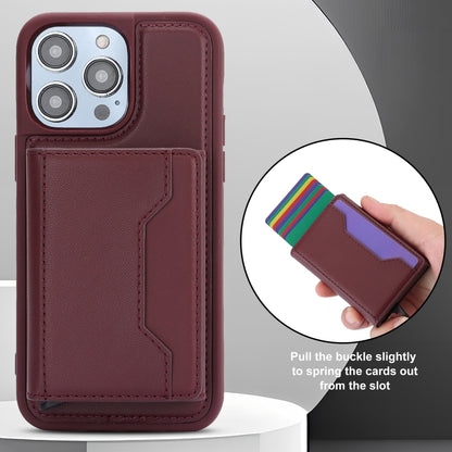 For iPhone 15 Pro RFID Anti-theft Detachable Card Bag Leather Phone Case(Wine Red) - iPhone 15 Pro Cases by buy2fix | Online Shopping UK | buy2fix
