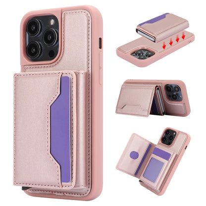 For iPhone 15 Pro RFID Anti-theft Detachable Card Bag Leather Phone Case(Pink) - iPhone 15 Pro Cases by buy2fix | Online Shopping UK | buy2fix