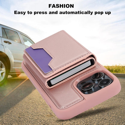 For iPhone 15 Pro RFID Anti-theft Detachable Card Bag Leather Phone Case(Pink) - iPhone 15 Pro Cases by buy2fix | Online Shopping UK | buy2fix