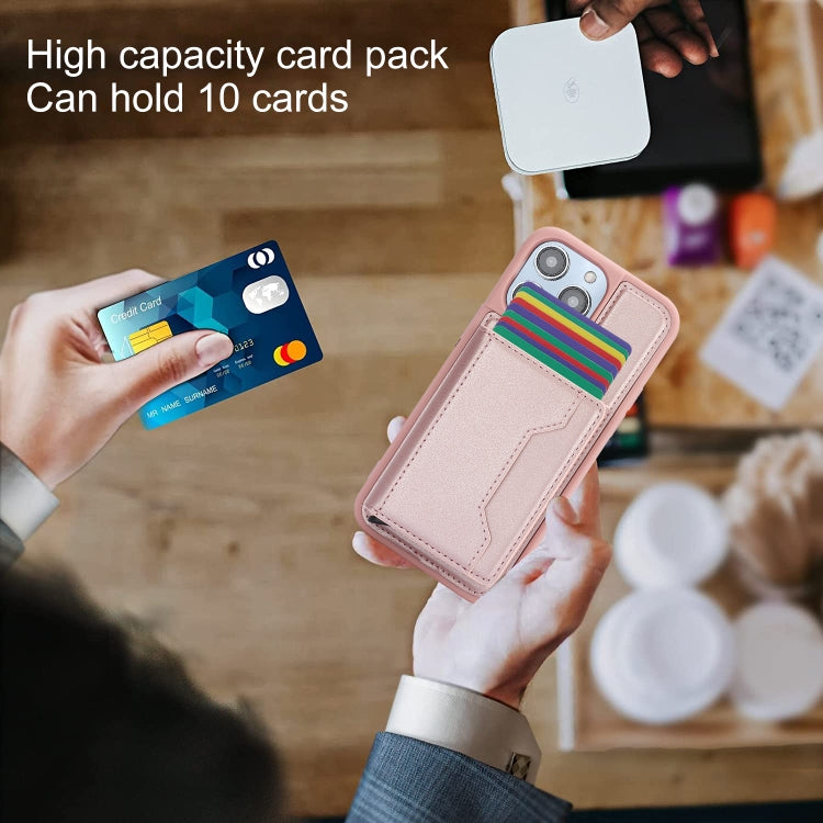 For iPhone 15 Pro RFID Anti-theft Detachable Card Bag Leather Phone Case(Pink) - iPhone 15 Pro Cases by buy2fix | Online Shopping UK | buy2fix