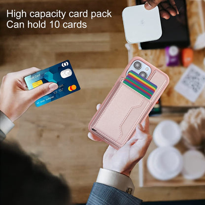 For iPhone 15 Pro RFID Anti-theft Detachable Card Bag Leather Phone Case(Pink) - iPhone 15 Pro Cases by buy2fix | Online Shopping UK | buy2fix