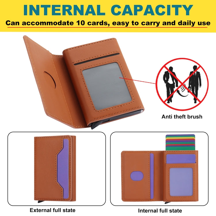 For iPhone 15 Pro RFID Anti-theft Detachable Card Bag Leather Phone Case(Brown) - iPhone 15 Pro Cases by buy2fix | Online Shopping UK | buy2fix