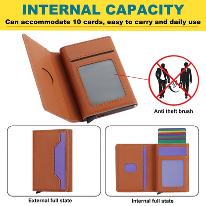 For iPhone 15 Pro RFID Anti-theft Detachable Card Bag Leather Phone Case(Brown) - iPhone 15 Pro Cases by buy2fix | Online Shopping UK | buy2fix