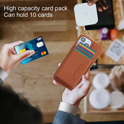 For iPhone 15 Pro RFID Anti-theft Detachable Card Bag Leather Phone Case(Brown) - iPhone 15 Pro Cases by buy2fix | Online Shopping UK | buy2fix