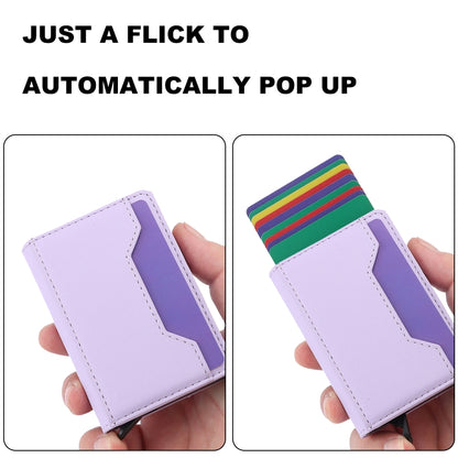 For iPhone 15 RFID Anti-theft Detachable Card Bag Leather Phone Case(Purple) - iPhone 15 Cases by buy2fix | Online Shopping UK | buy2fix