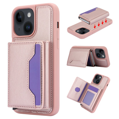 For iPhone 15 RFID Anti-theft Detachable Card Bag Leather Phone Case(Pink) - iPhone 15 Cases by buy2fix | Online Shopping UK | buy2fix