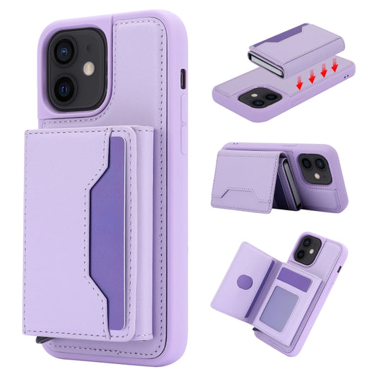 For iPhone 11 RFID Anti-theft Detachable Card Bag Leather Phone Case(Purple) - iPhone 11 Cases by buy2fix | Online Shopping UK | buy2fix