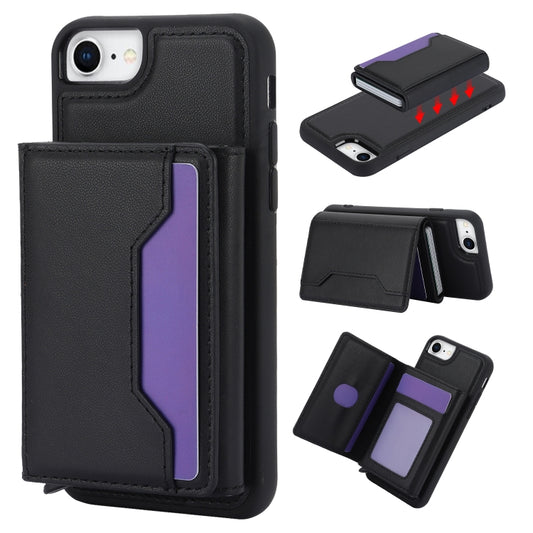 For iPhone SE 2022 / 2020 / 8 / 7 RFID Anti-theft Detachable Card Bag Leather Phone Case(Black) - iPhone SE 2022 / 2020 / 8 / 7 Cases by buy2fix | Online Shopping UK | buy2fix