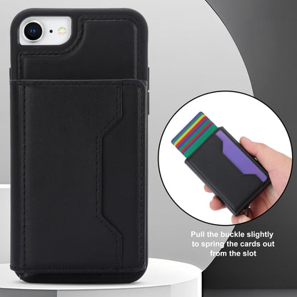 For iPhone SE 2022 / 2020 / 8 / 7 RFID Anti-theft Detachable Card Bag Leather Phone Case(Black) - iPhone SE 2022 / 2020 / 8 / 7 Cases by buy2fix | Online Shopping UK | buy2fix
