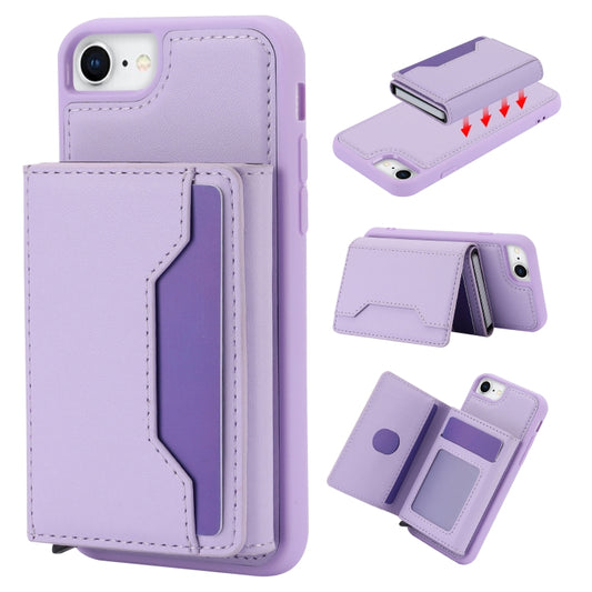 For iPhone SE 2022 / 2020 / 8 / 7 RFID Anti-theft Detachable Card Bag Leather Phone Case(Purple) - iPhone SE 2022 / 2020 / 8 / 7 Cases by buy2fix | Online Shopping UK | buy2fix