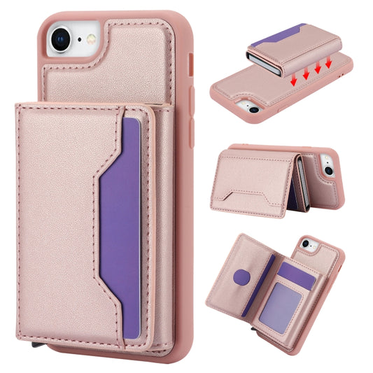For iPhone SE 2022 / 2020 / 8 / 7 RFID Anti-theft Detachable Card Bag Leather Phone Case(Pink) - iPhone SE 2022 / 2020 / 8 / 7 Cases by buy2fix | Online Shopping UK | buy2fix