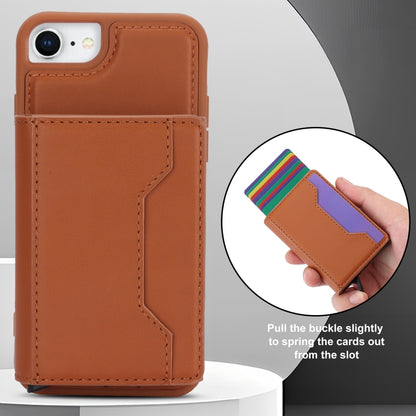 For iPhone SE 2022 / 2020 / 8 / 7 RFID Anti-theft Detachable Card Bag Leather Phone Case(Brown) - iPhone SE 2022 / 2020 / 8 / 7 Cases by buy2fix | Online Shopping UK | buy2fix