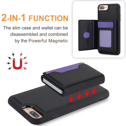 For iPhone 7 Plus / 8 Plus RFID Anti-theft Detachable Card Bag Leather Phone Case(Black) - More iPhone Cases by buy2fix | Online Shopping UK | buy2fix